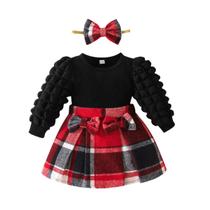 Vestido Noubeau Baby Girl vermelho xadrez de Natal de 0 a 3 meses