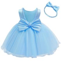 Vestido NSSMWTTC azul de tule, laço, renda, flor 2-3T