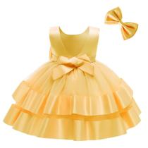 Vestido NSSMWTTC Baby Girl amarelo sem encosto Bowknot Tutu 80 Vestido NSSMWTTC Baby Girl amarelo sem encosto Bowknot Tutu 80