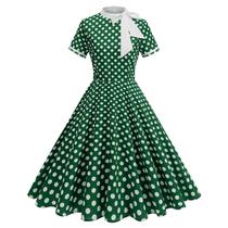 Vestido ODIZLI vintage anos 50 com poás e gola com laço, midi Vestido ODIZLI vintage anos 50 com poás e gola com laço, midi