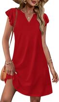 Vestido OFEEFAN Vermelho Casual Solto com Decote V M