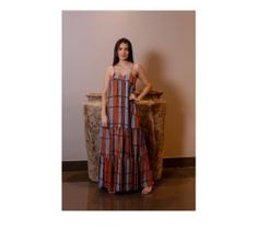 Vestido Olga Bárbara listrado azul