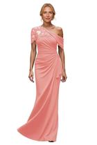 Vestido Ontoefy One Shoulder Mãe da Noiva Chiffon Coral Vestido Ontoefy One Shoulder Mãe da Noiva Chiffon Coral