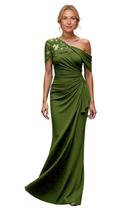 Vestido Ontoefy One Shoulder Mãe da Noiva Chiffon Olive Vestido Ontoefy One Shoulder Mãe da Noiva Chiffon Olive