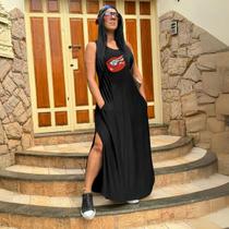 Vestido Oversized casual despojado com estampas olho grego