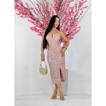 Vestido Paete Midi Feminino Alcinha Brilho Corte V Vestido Paete Midi Feminino Alcinha Brilho Corte V