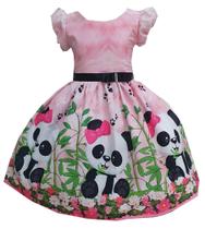 Vestido Panda rosa infantil festa Vestido Panda rosa infantil festa