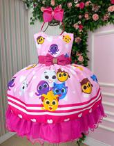 Vestido pão de queijo Infantil Temáticos Luxo Bolo Fofos Rosa