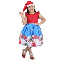 Vestido Papai Noel Com Gorro Infantil