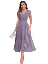 Vestido para a mãe do noivo HYY Wisteria Chiffon Tea Length