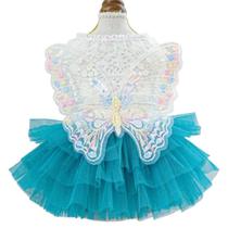 Vestido para animais de estimação ANIAC Butterfly com tutu azul para cachorro X-Small