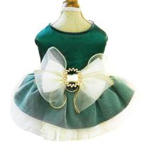 Vestido para animais de estimação ANIAC, verde médio, tule, coleira, anel de formatura