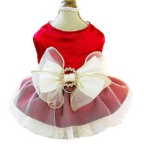 Vestido para animais de estimação ANIAC vermelho de tule com coleira, anel médio
