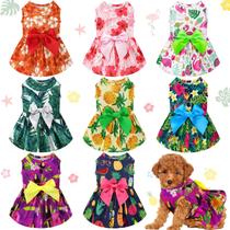 Vestido para animais de estimação LEIFIDE Hawaii 8 peças de laço floral XS