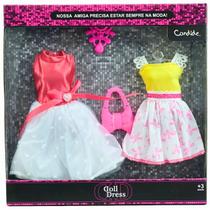 Vestido Para Boneca Barbie Com 2 Vestidos Doll Dress Candide