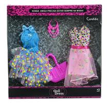 Vestido Para Boneca - Doll Dress Kit 2 Looks - Azul c/ rosa