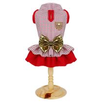 Vestido para cachorro de Natal Laço Vermelho para pet bonito pra cachorro tam G