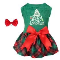 Vestido para cães CuteBone CVA05M-D verde xadrez de veludo pequeno