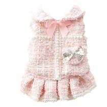 Vestido para cães PalmPurr Primavera Outono Inverno Tweed Princess Pink XL
