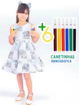 Vestido para Colorir + Canetinha Hidrografica : Moda Criativa Inspirada em Livros de Desenhos