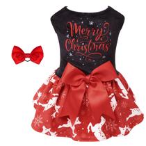 Vestido para Perro CuteBone Felices Fiestas Rojo de Terciopelo para Perros Pequeños
