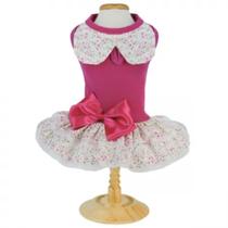 Vestido para pet cachorra e gata Malha Flores pink Bonito pra Cachorro tamanho G