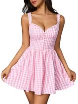 Vestido Parthea Summer sem mangas Sweetheart A-line Rosa Feminino