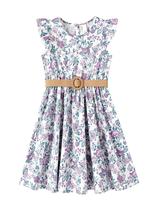 Vestido PATPAT Boho Floral com Manga Babado e Cinto 8-9 anos