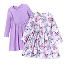 Vestido PATPAT para Menina Pequena Floral 2 Unidades Manga Longa Vestido PATPAT para Menina Pequena Floral 2 Unidades Manga Longa