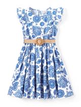 Vestido PATPAT Vintage Boho Floral com Babados e Cinto 9-10 anos