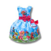 Vestido Patrulha Canina Cachorros Super Heróis Luxo Fantasia -
