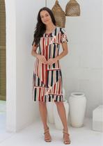 Vestido Pau a Pique Estampado Telha