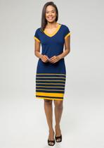 Vestido Pau a Pique Listrado Azul Marinho Vestido Pau a Pique Listrado Azul Marinho