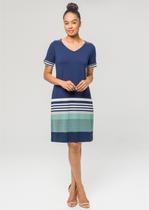 Vestido Pau a Pique Listrado Azul Marinho Vestido Pau a Pique Listrado Azul Marinho