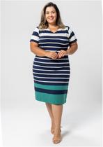 Vestido Pau a Pique Listrado Azul Marinho Vestido Pau a Pique Listrado Azul Marinho