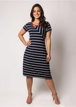 Vestido Pau a Pique Listrado Azul Marinho Vestido Pau a Pique Listrado Azul Marinho