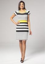 Vestido Pau a Pique Listrado Preto e Amarelo Vestido Pau a Pique Listrado Preto e Amarelo