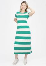 Vestido Pau a Pique Manga Curta Listrado Verde Vestido Pau a Pique Manga Curta Listrado Verde
