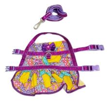 Vestido peitoral guia cachorro roxa e amarelo tamanho PP