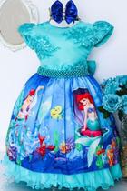 Vestido Pequena Sereia Verde Infantil Temático Ariel