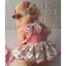 vestido pet cachorro gato roupa roupinha com guia rosa brend luxo