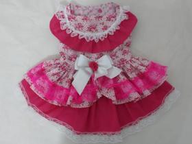 Vestido Pet Festa Junina Florido Luxuoso - Tamanho M