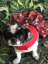 Vestido Pet Natalino Personalizado - Cachorro Gato Spitz Alemão Shih-tzu Lulu Yorkshire Pinscher Pug
