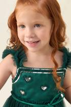 Vestido Petit Cherie de Tule Verde com Corações de Paetê Aplicados Tamanho (2) Vestido Petit Cherie de Tule Verde com Corações de Paetê Aplicados Tamanho (2)
