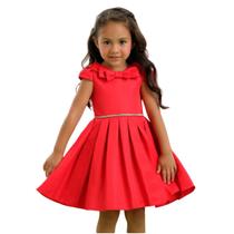 Vestido Petit Cherie Vermelho Com Cinto Em Strass Summer Vestido Petit Cherie Vermelho Com Cinto Em Strass Summer