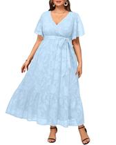 Vestido Pinup Fashion Azul Claro Summer Maxi Plus Size Feminino