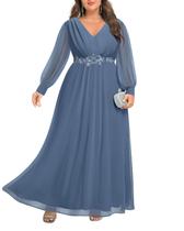 Vestido Pinup Fashion Feminino Mother Bride Dusty Blue Chiffon Vestido Pinup Fashion Feminino Mother Bride Dusty Blue Chiffon