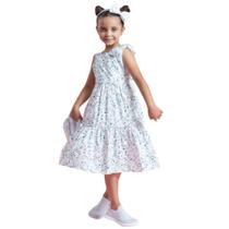 Vestido Pituchinhus Estampado Folhas Azul 28247 Vestido Pituchinhus Estampado Folhas Azul 28247