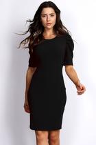 Vestido PKS Social Curto Manga Bufante Preto-M