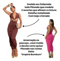 Vestido Plissado Modelador Recortes Paris Moda Gringa Luxo